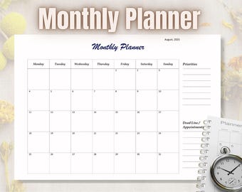 ミニマリスト マンスリー プランナー バンドル: 印刷可能なカレンダー オーガナイザー (A4、A3、A5、レター サイズ PDF)