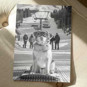 Funny Golden Retriever Ski Poster: Vintage Apres Ski Lodge Art (Digital Download)