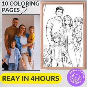 10 Custom Coloring Pages from Photo, Bundle Custom Sketch Coloring Page, Custom Kids Activity Page, Photo Coloring Page, Digital Download