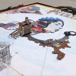 Hot Air | Brandon Minga original mixed media assemblage collage art piece