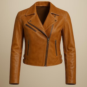 Handmade Women’s Distressed Leather Trucker Jacket – Genuine Leather Biker Style with Vintage Finish