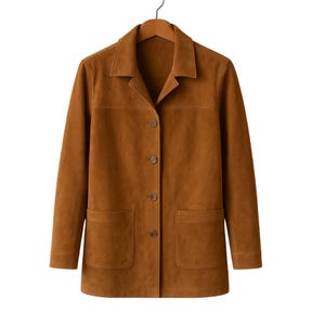 Vintage 70s Women’s Brown Leather Coat – Genuine Retro Blazer Jacket, Classic Western Style Outerwear