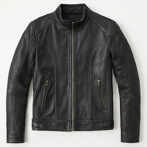 Men’s Handmade Leather Jacket – Black Cafe Racer Motorcycle Jacket – Classic Biker Style