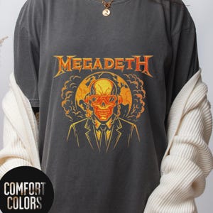 Megadeth Tribute Comfort Colors® T-Shirt, Vic Rattlehead Suit Graphic, Heavy Metal Distressed Vintage