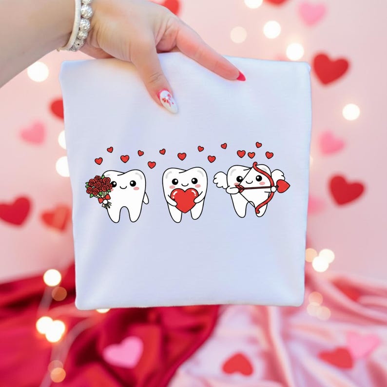 Teeh With Roses Valentine’s Teeth PNG, Tooth Clipart Dentists, Kawaii Dental Love ...