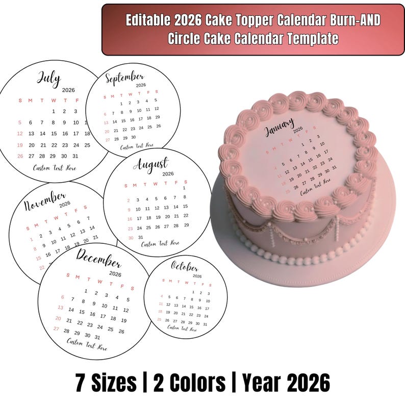 2026 Burn Away Cake Topper Calendar Template, Canva Editable (digital Download) - Etsy