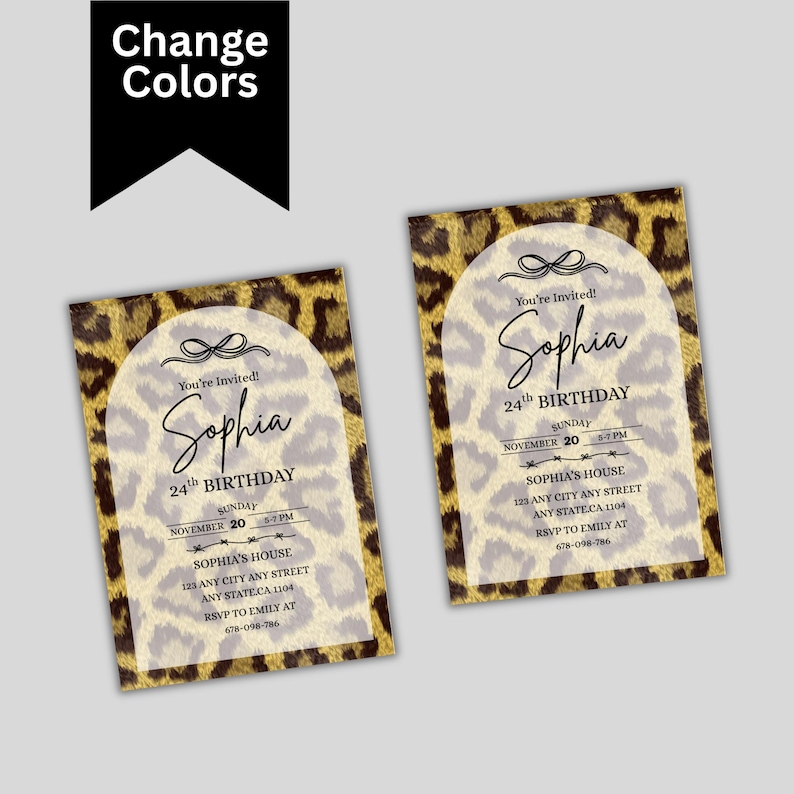 Cheetah Birthday Invitation, Black Bow, Coquette Party (PDF Download ...