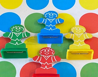 #3542 4 Candy Land Game Pieces Tokens Pawns Marker People Gingerbread Boy Plastic Altered Art Mixed Media Jewelry Craft Supply Lot