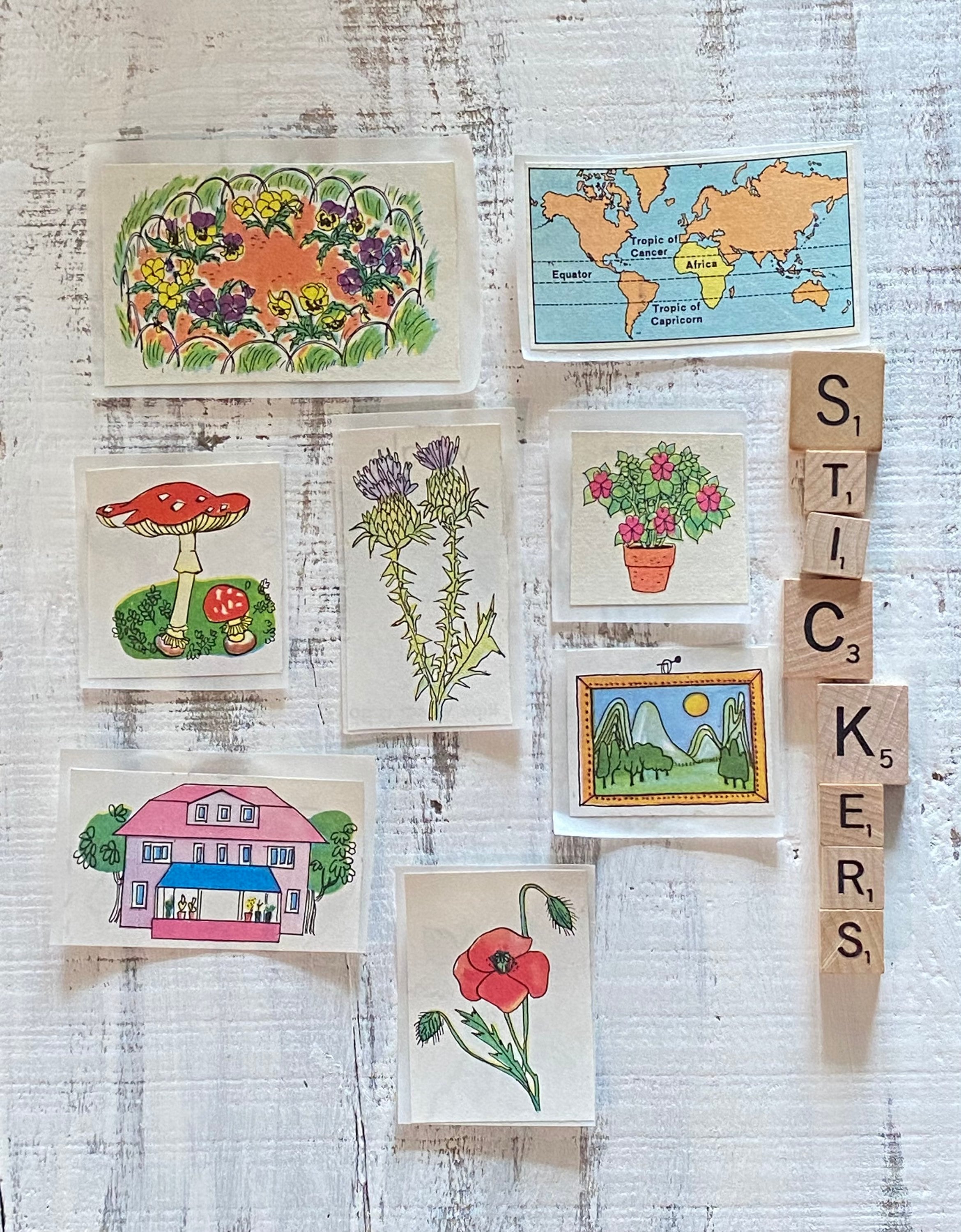 Vintage Tree Stickers Pack. Handmade Stickers, Nature Stickers, Plant  Stickers, Junk Journal Supplies, Crafting 