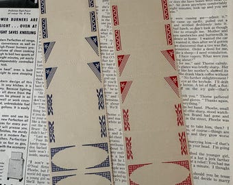 Etiquetas adhesivas vintage para el hogar. Lote de 18. Marca Eureka. Bordes azules y rojos. Envío GRATIS. Diarios. Correo postal.