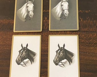 4 tarjetas vintage de intercambio de caballos - Collage de diario, manualidades, creación y colección - Envío gratis
