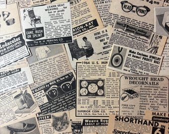30+ Vintage 60’s Small Magazine Ads . Products . Earn Money . Learn . Sell Collage Ephemera Create Trade Art Mixed Media Collect FREE Ship