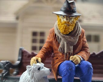 Gilgamesh and his faithful dog, Enkidu, unpainted