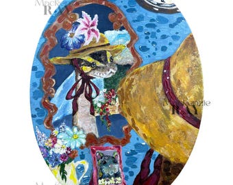 Cute Ball Python Snake Painting Original Acrylic Painting POSTER / POSTCARD PRINT - wall art