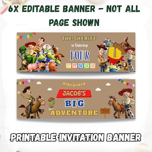 Kids birthday banner Canva template with personalized name and age details