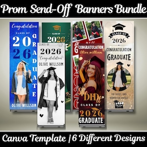 6x Graduation Banner Template, Editable Class of 2026 Photo Grad Signs, Canva Senior Party Banner, Printable Graduate Decor