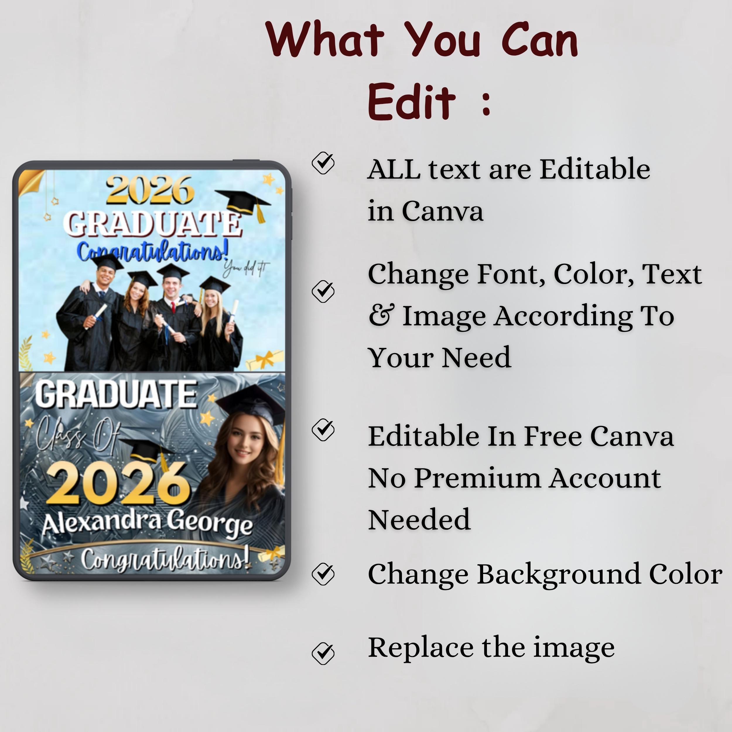 Editable Graduation Yard Sign Template Bundle Canva 18x24, Class of ...