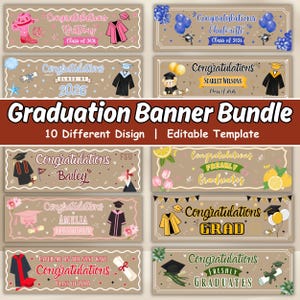 Graduation Paint Banner Templates Editable in Canva, Senior Banner Painting Mockup Pack, Class of 2026 Grad Trace Bundle