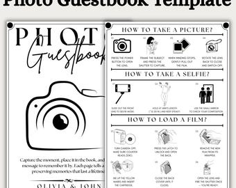Editable Wedding Photo Guest Book Sign Canva, Polaroid Guestbook Instructions Template, Photo Booth Wedding Sign Printable Digital Download
