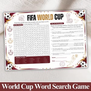 World Cup 2026 Word Search Puzzle, Printable Soccer Activity Game With Answer Key, Kids Party Worksheet PDF