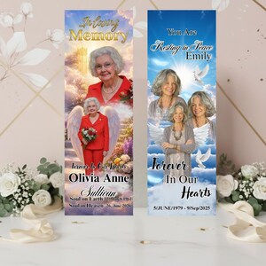 Celebration of life vertical banner template editable in Canva