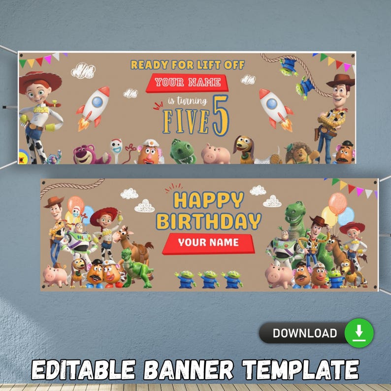 Custom birthday backdrop banner for kids party table wall and photo display