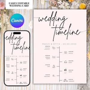 Editable Wedding Timeline Template: Wedding Day Schedule & Itinerary