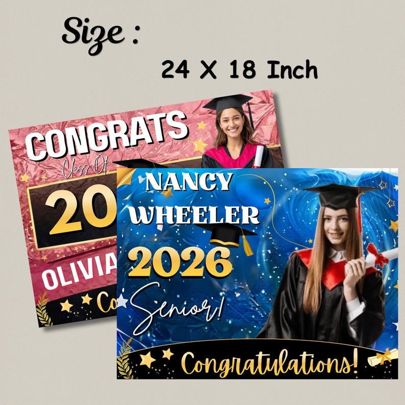 Editable Graduation Yard Sign Template Bundle Canva 18x24, Class of ...
