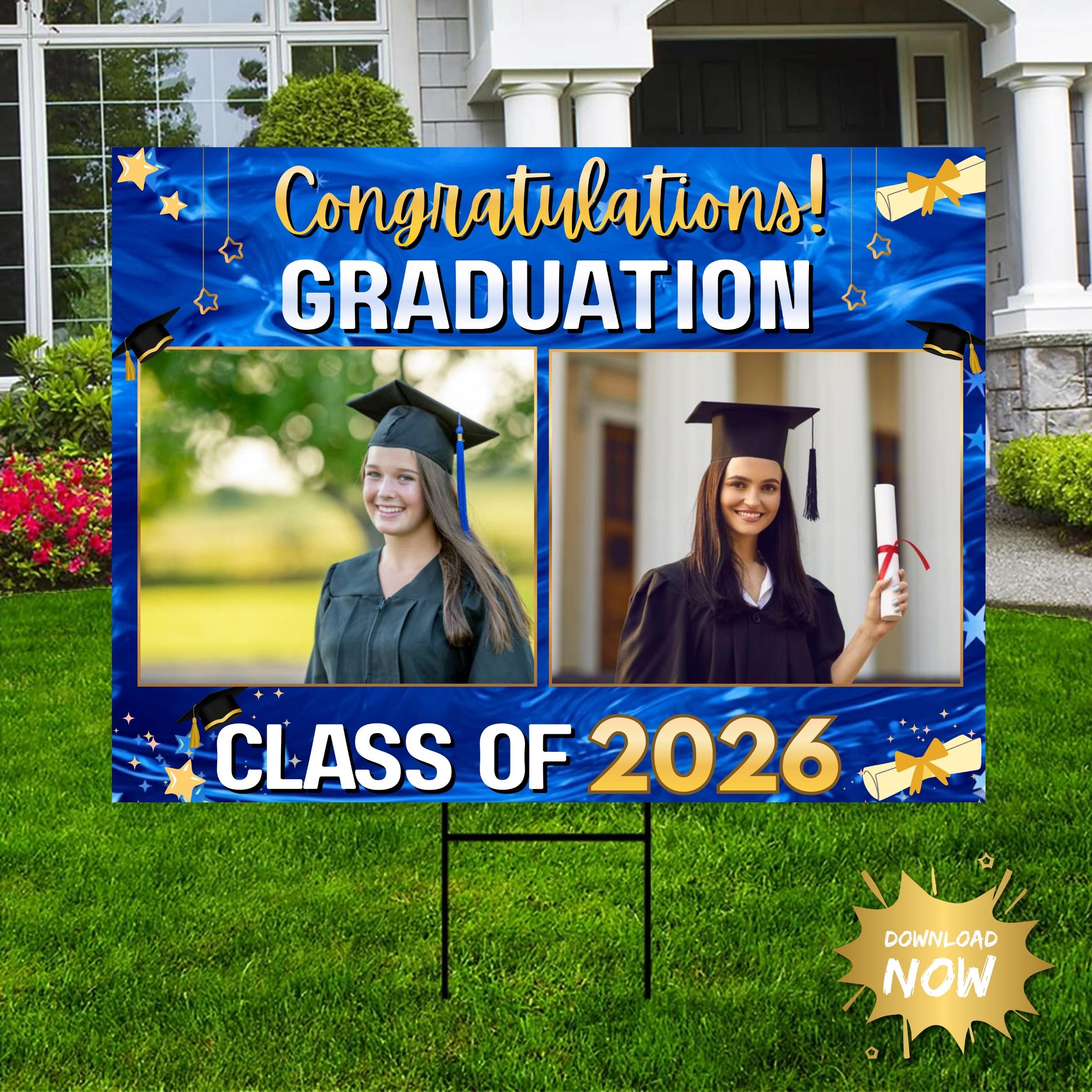 Editable Graduation Yard Sign Template Bundle Canva 18x24, Class of ...