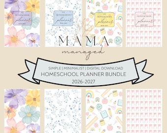 Homeschool Teacher Printable Planner Bundle Digital Download 2026-2027