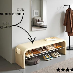 LUXURY SHOE BENCH with Storage – End-of-Bed Ottoman - Entryway Organizer – Lightweight Padded Stool for Shoes, Bags & More – Multiple Sizes