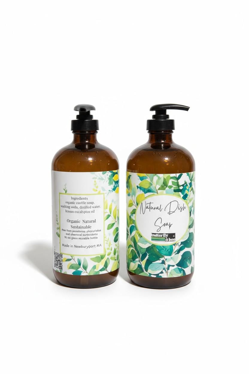 Organic Dish Soap: Natural, Eco-Friendly Soap for Dishes Toxin Free Xero Waste Dishwashing Liquid with Lemon Glass Dispenser - Thumbnail 7