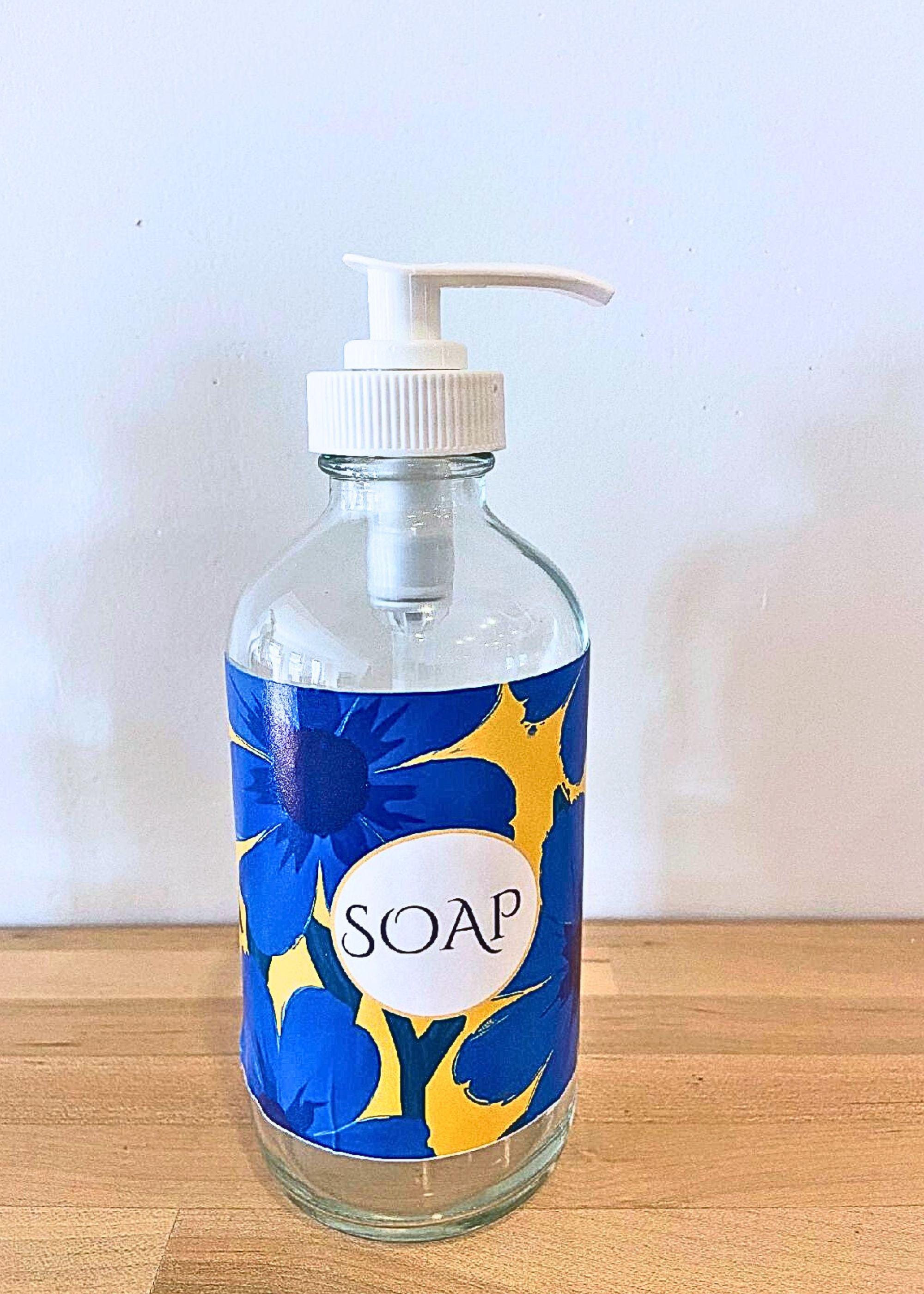 Organic Castile Hand Soap in Refillable Glass Bottle, Soap Dispenser - Thumbnail 5