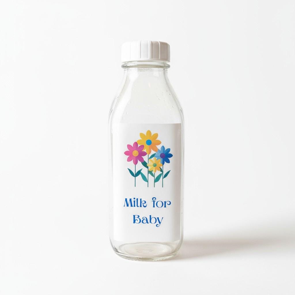 Customizable Baby Bottle for Milk and Juice,  Breast Milk Storage Bottle, Baby Bottle for Milk and Juice, Retro Glass Milk Bottle - Thumbnail 5
