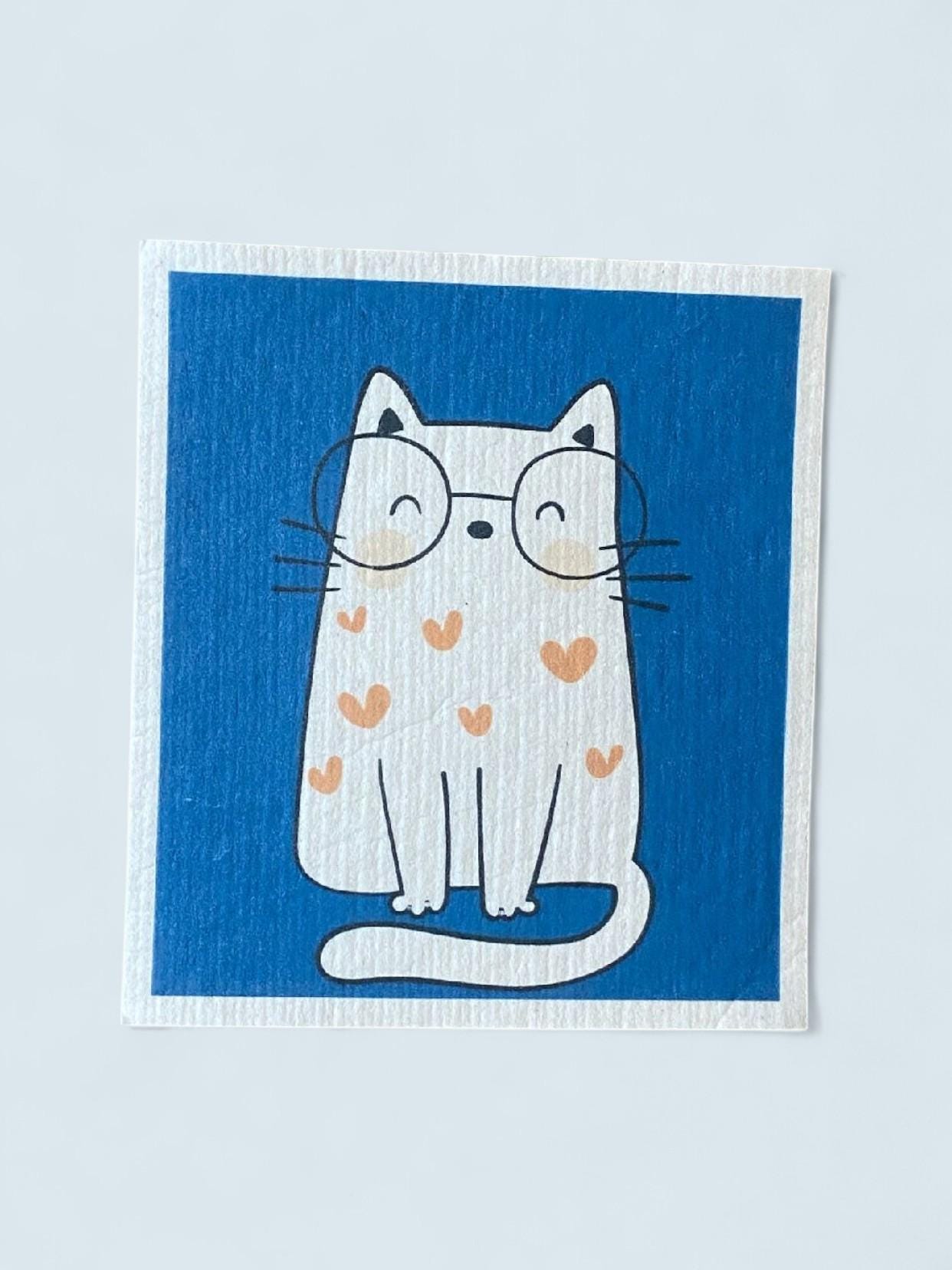 Swedish Dishcloths, Set of 3 Reusable Kitchen Dishcloths Reusable Paper Towel Eco-friendly Cloths, Set of Three Fun Cat Designs - Thumbnail 4