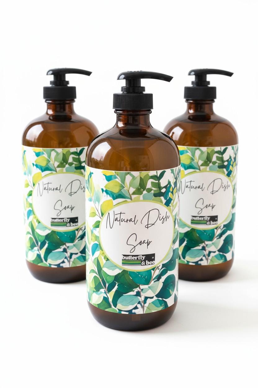 Organic Dish Soap: Natural, Eco-Friendly Soap for Dishes Toxin Free Xero Waste Dishwashing Liquid with Lemon Glass Dispenser - Thumbnail 4