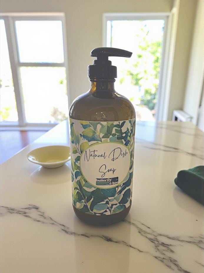 Organic Dish Soap: Natural, Eco-Friendly Soap for Dishes Toxin Free Xero Waste Dishwashing Liquid with Lemon Glass Dispenser - Thumbnail 2