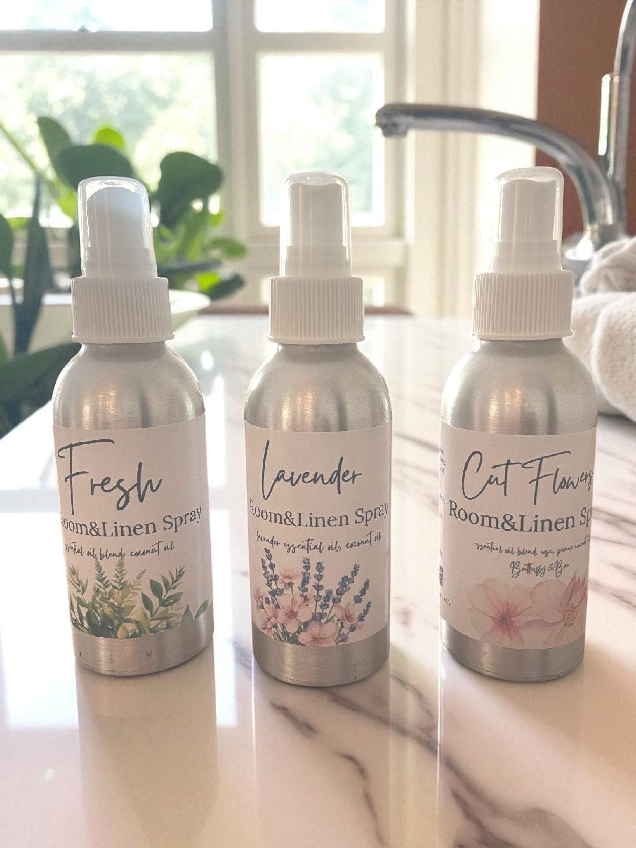 All-Natural Linen Spray: Lavender, Peony & Fresh Linen Scent Freshen Linens, Curtains Room Freshener - Thumbnail 2