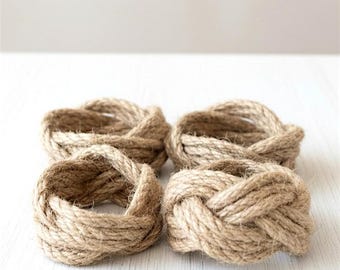 Set of 4 Knotted Hemp Napkin Rings – Eco Friendly Table Decor