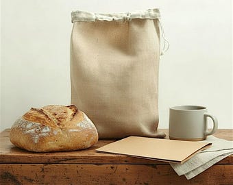 Large Beeswax Bread Bag, Line Bag with Removable Beeswax Liner Keeps Bread Fresh Naturally Drawstring Reusable Sourdough & Artisan Loaves,