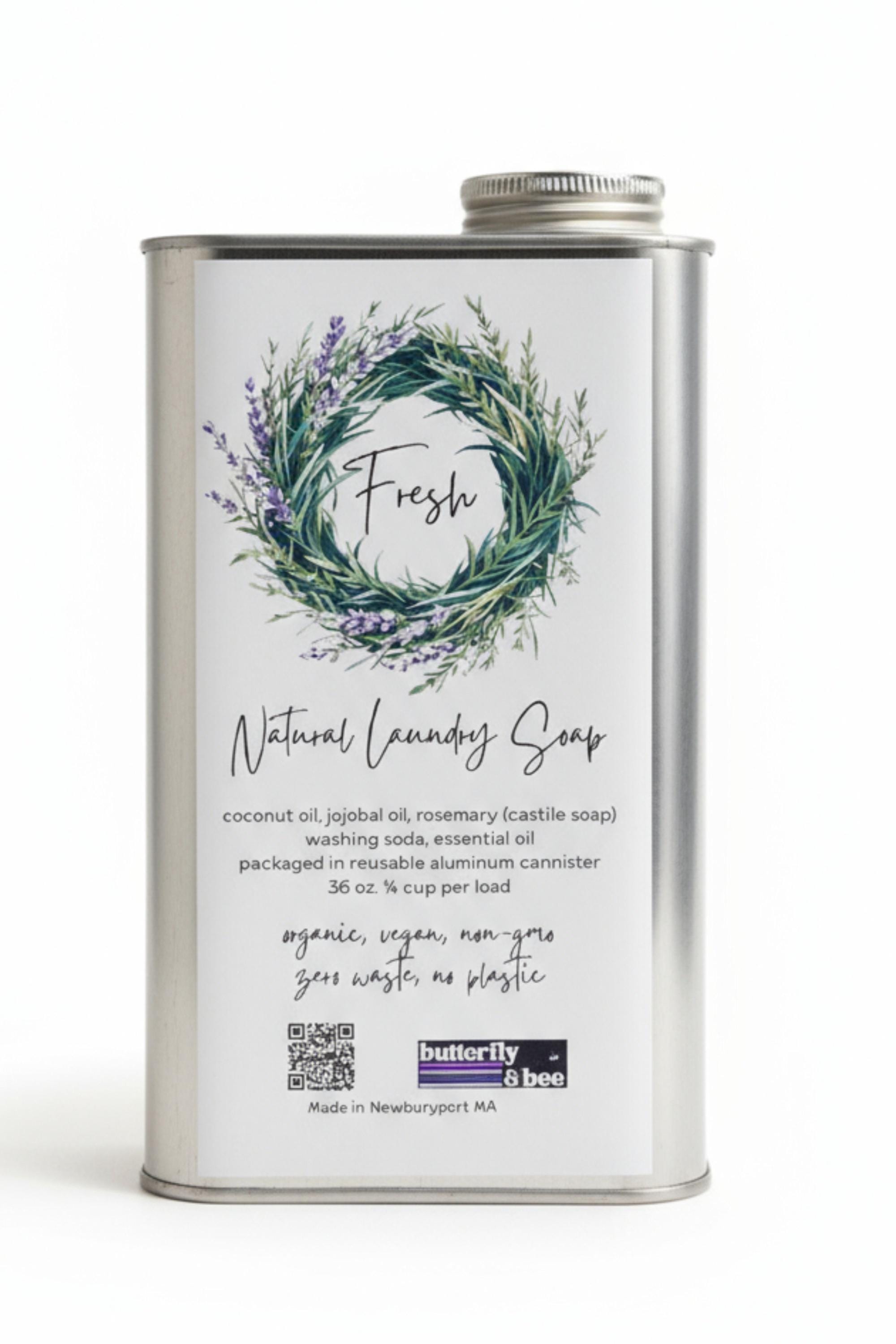 Organic Liquid Laundry Detergent: Natural Detergent, Zero Waste Laundry Container Scented and Unscented Homemade Liquid Laundry Soap