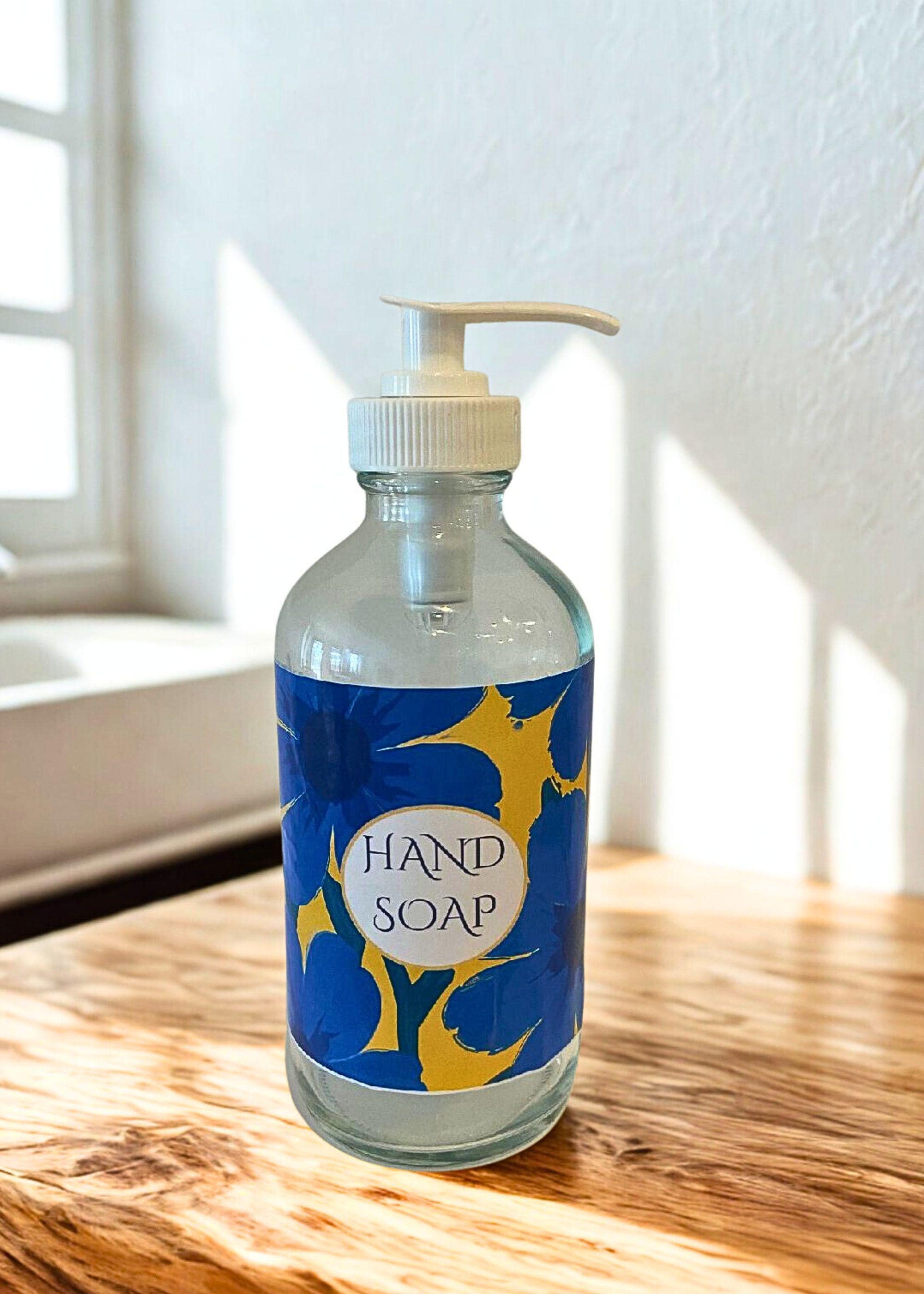 Organic Castile Hand Soap in Refillable Glass Bottle, Soap Dispenser - Thumbnail 3