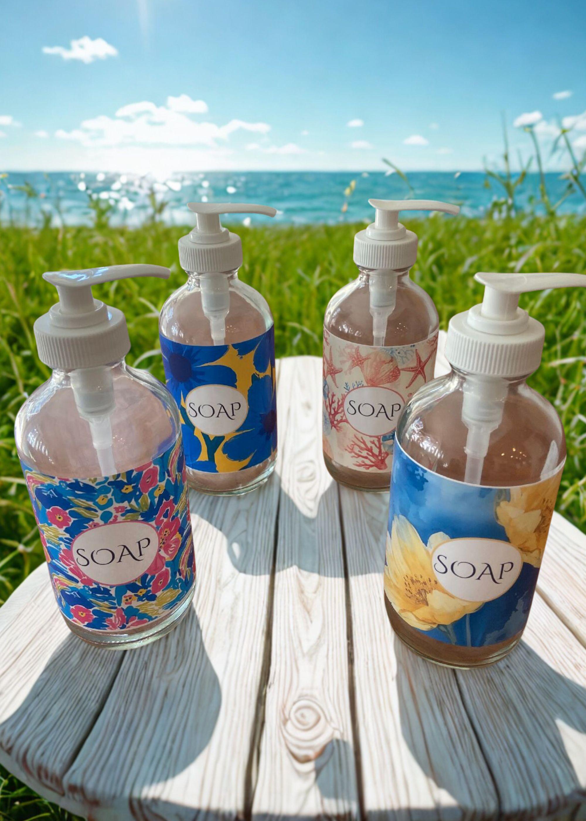 Organic Castile Hand Soap in Refillable Glass Bottle, Soap Dispenser - Thumbnail 7