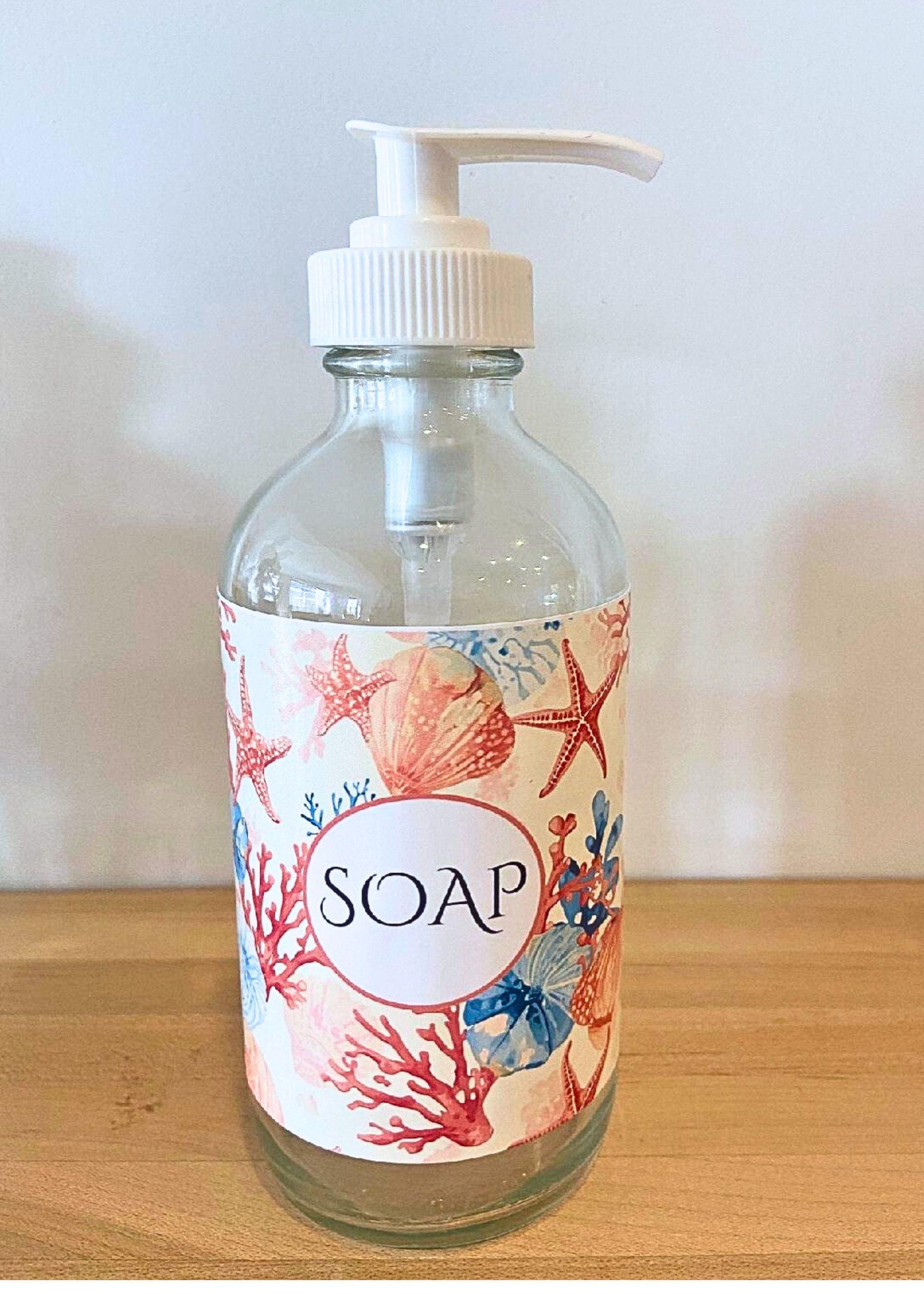 Organic Castile Hand Soap in Refillable Glass Bottle, Soap Dispenser - Thumbnail 6