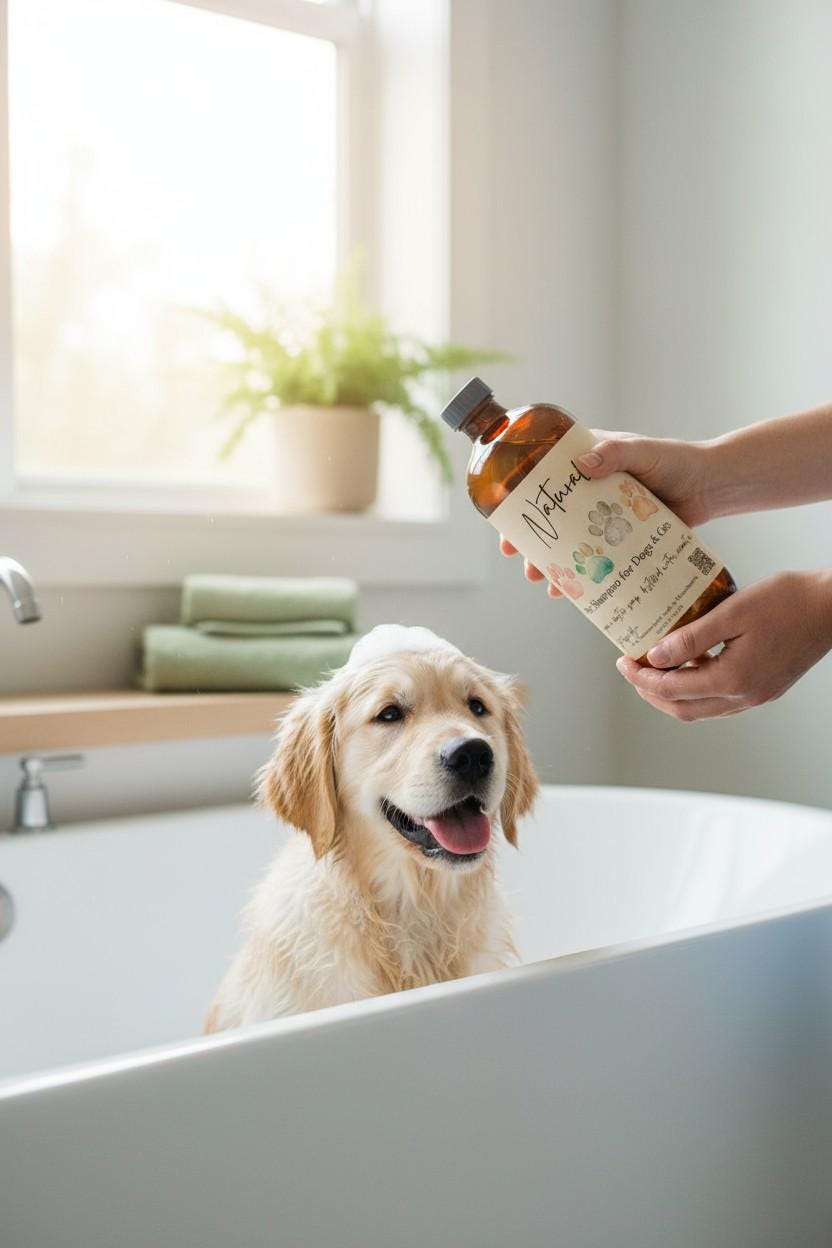 Natural Dog Shampoo, Organic Shampoo for Pets Conditions Fur and Coat - Thumbnail 3