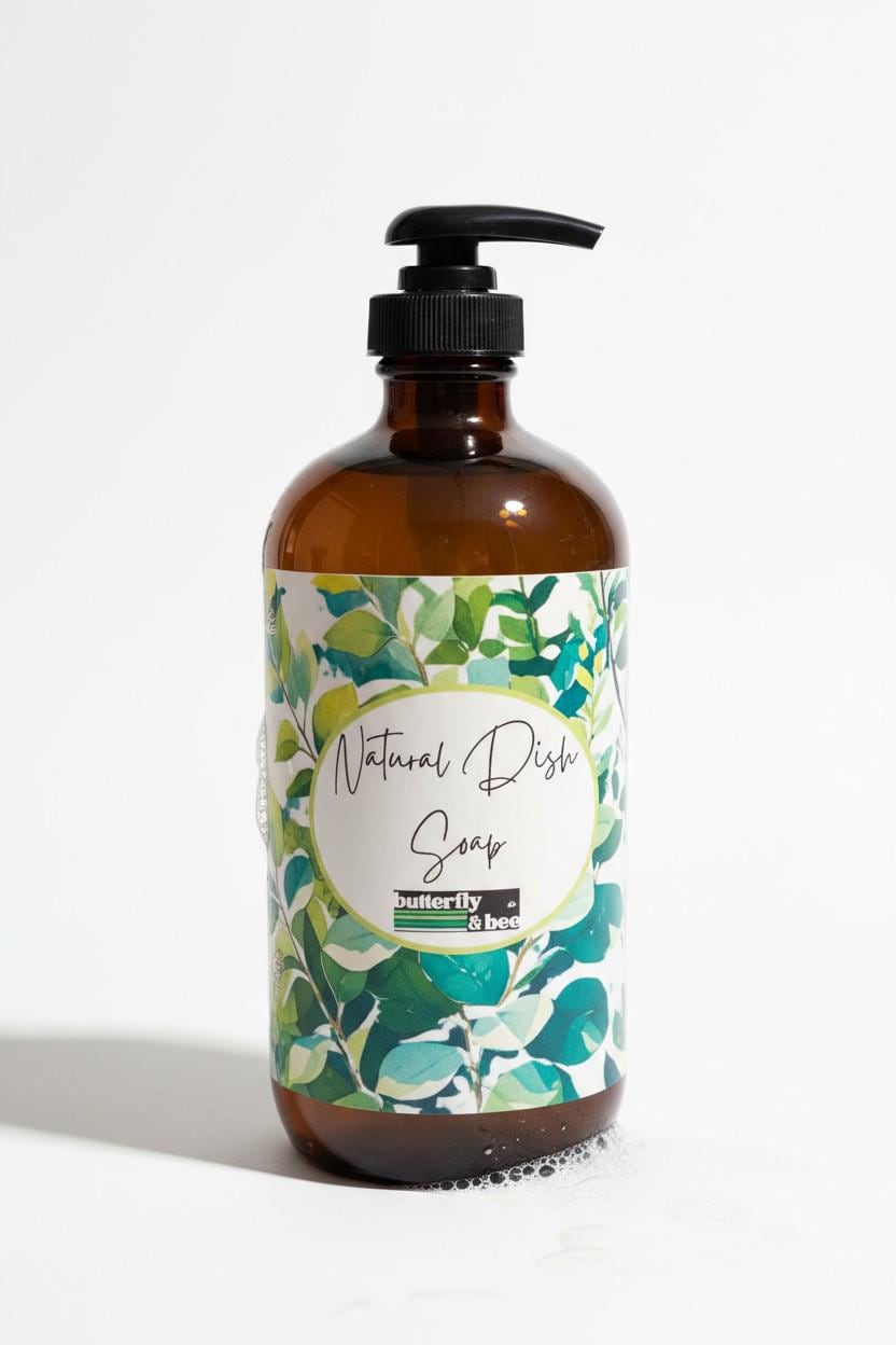 Organic Dish Soap: Natural, Eco-Friendly Soap for Dishes Toxin Free Xero Waste Dishwashing Liquid with Lemon Glass Dispenser