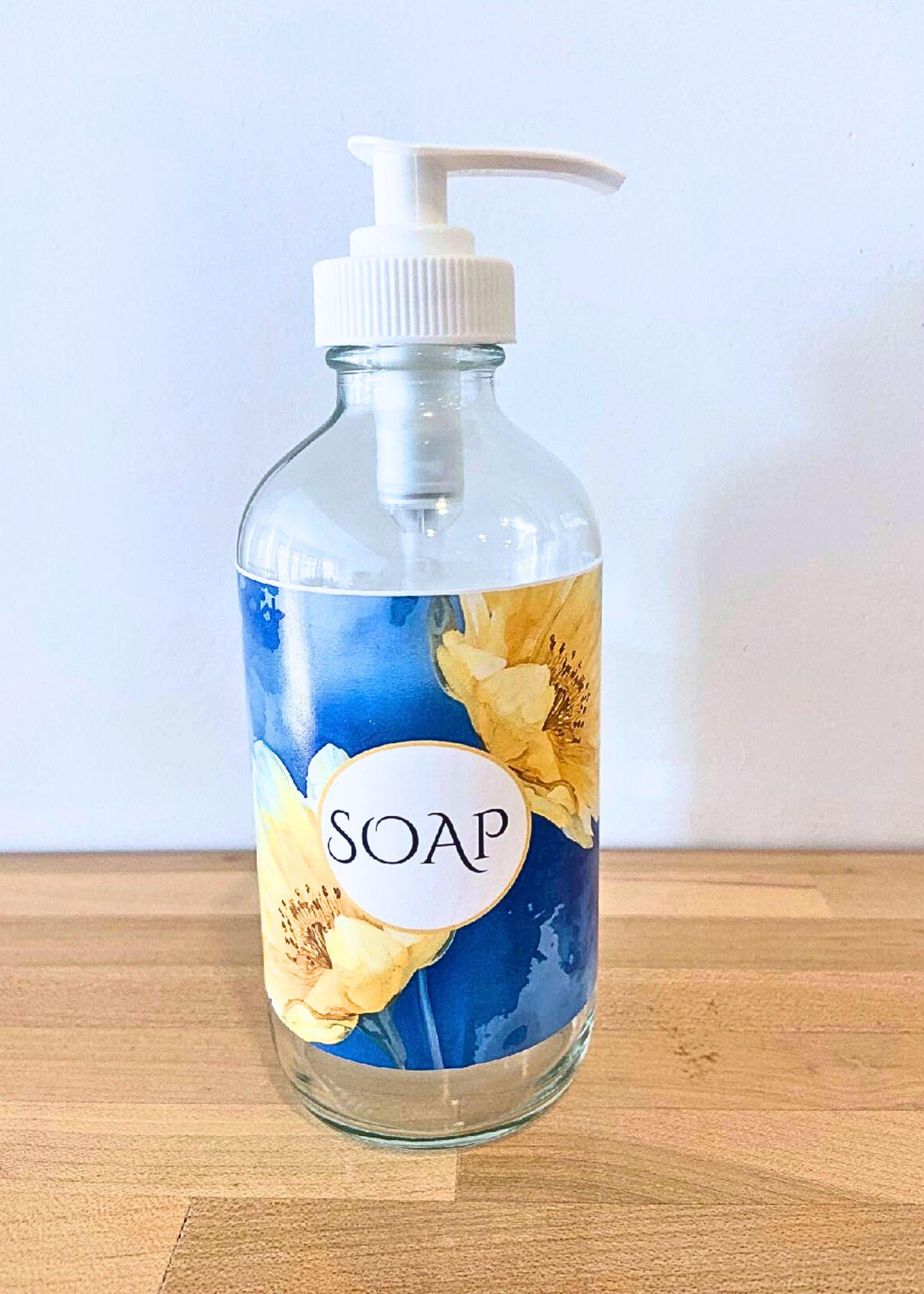 Organic Castile Hand Soap in Refillable Glass Bottle, Soap Dispenser - Thumbnail 4