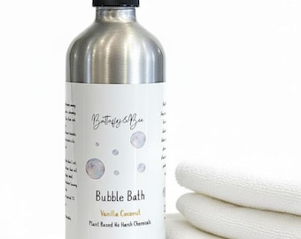 Bubbly Adult  Bubble Bath & Body Wash, Plant Based Bubble Bath Soak, Spa Self Care, 16 oz Aluminum Pump Bottle