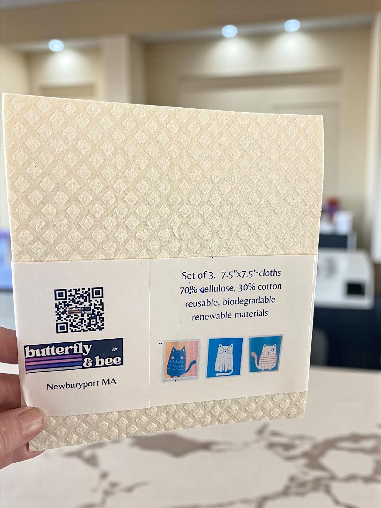 Swedish Dishcloths,Set of 3 Reusable Kitchen Dishcloths Resuable Paper Towel Eco-friendly Cloths, Set of Three Fun Cat Designs - Thumbnail 7