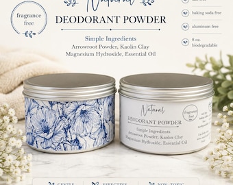 Natural Deodorant Powder | Talc Free Body Powder | Magnesium Deodorant | Aluminum Free | Sensitive Skin